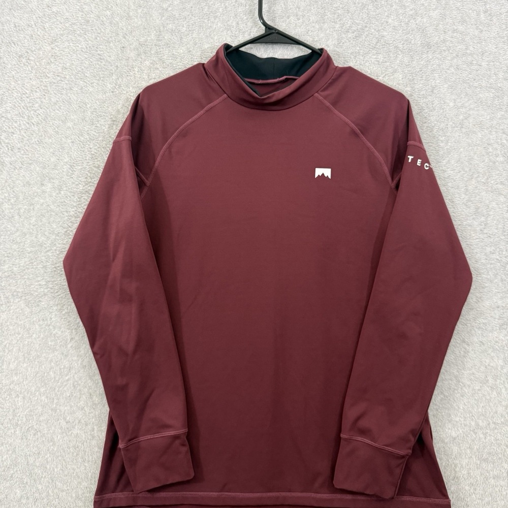 Montec Shirt Men's Medium Red Zulu Base Layer Burgundy Mock Neck Long Sleeve